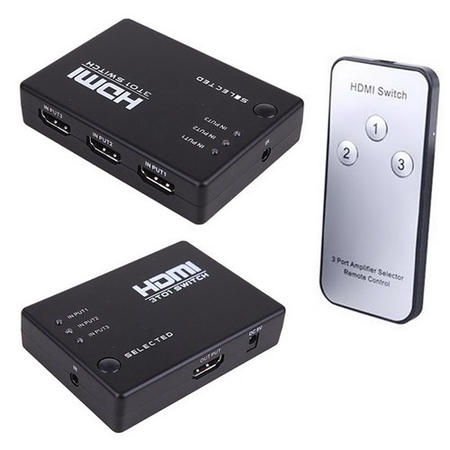 קופסת מיתוג HDMI אוטומטית + שלט 3-1
