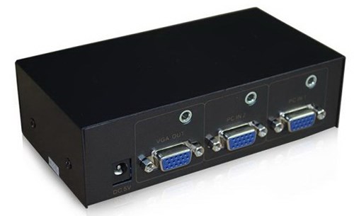 קופסת מיתוג KVM איכותית משני מחשבים לעמדת עבודה אחת VGA+USB+AUDIO + כבלים + ספק כוח