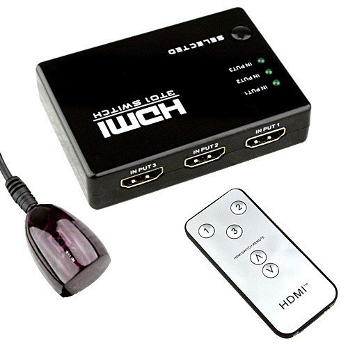 קופסת מיתוג HDMI אוטומטי 3:1 + שלט+ מאריך IR